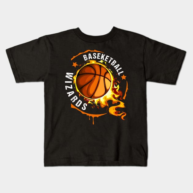 Graphic Basketball Name Wizards Classic Styles Team Kids T-Shirt by Frozen Jack monster